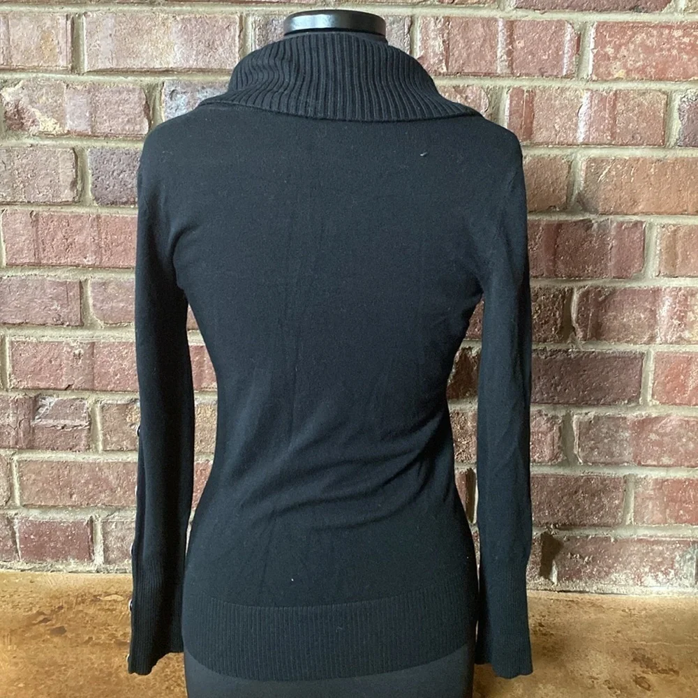 White‎ House Black Market cowl neck sweater with silver button sleeve accents